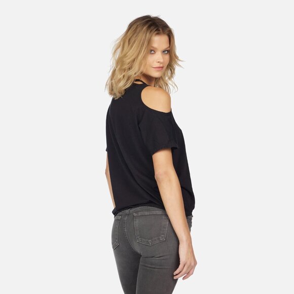 Michael Lauren Verdugo Black Short Sleeve T-shirt with Cutout Size L - Picture 9 of 10